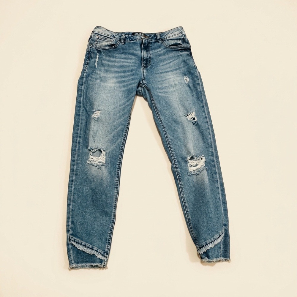 Miss Me Ankle Skinny Jeans Womens 29 Distressed Medium Wash Frayed Step Hem